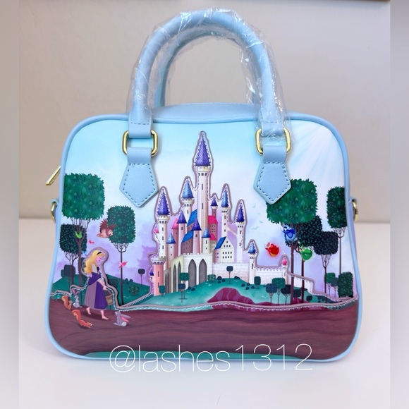 LOUNGEFLY Disney Sleeping Beauty Aurora Castle Satchel Purse – Blue - Picture 2 of 8